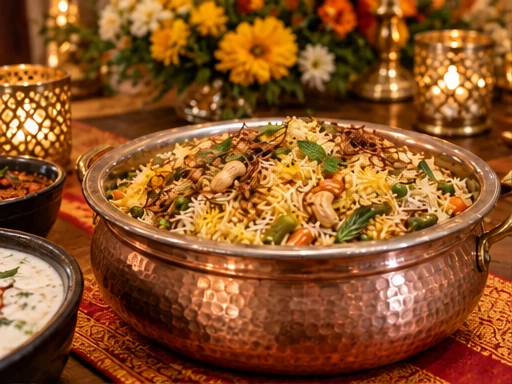 Veg Dum Biryani presented at a premium catered event